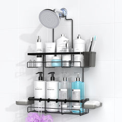 AKTECKE étagère de douche vue de face montrant rangement organisé et gain de place