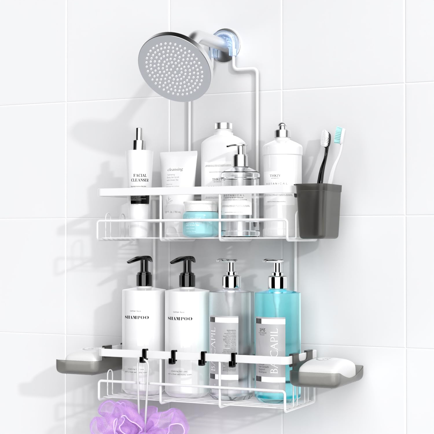 AKTECKE vue face avant du porte-shampooing montrant design et finition, rangement optimisé