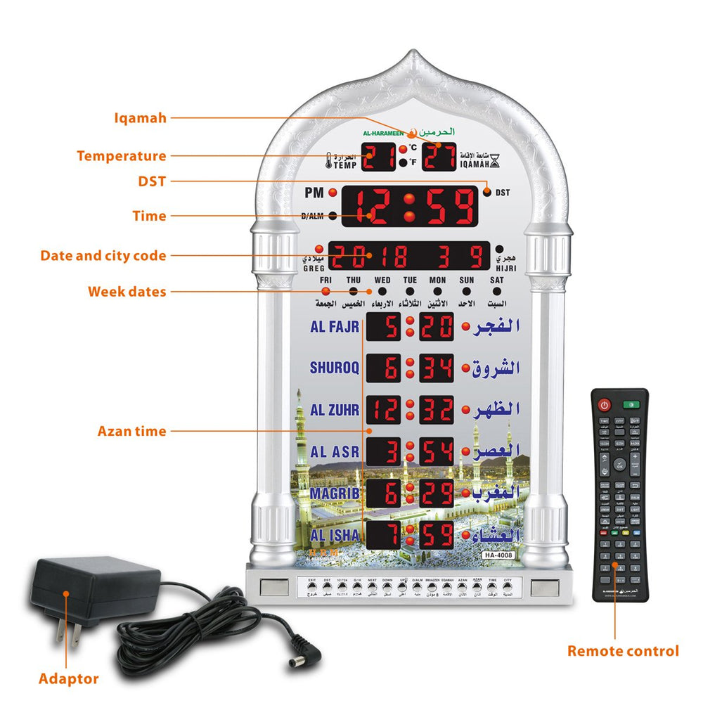 AL-HARAMEEN horloge en usage dans mosquée facilite rappels de prière