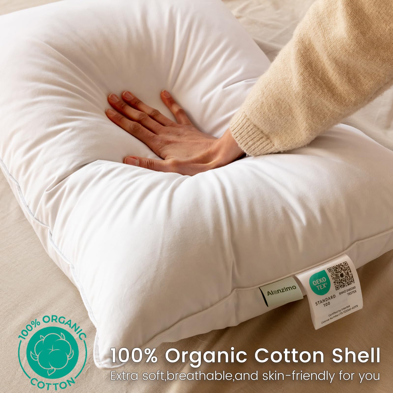 Alanzimo gros plan sur la texture percale coton 600TC respirante