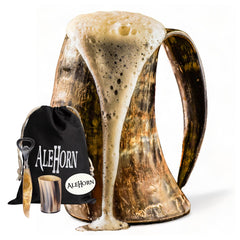 AleHorn tankard corne avant montrant la finition et l'aspect unique
