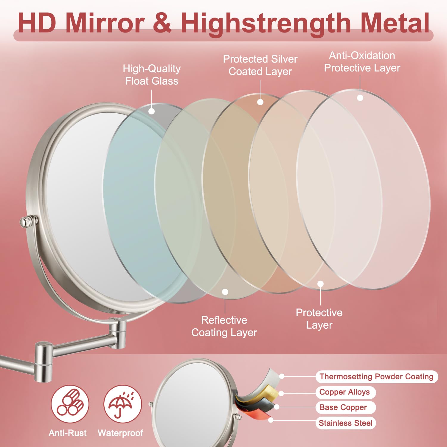 ALHAKIN miroir utilisé pour maquillage offrant vue nette et stable