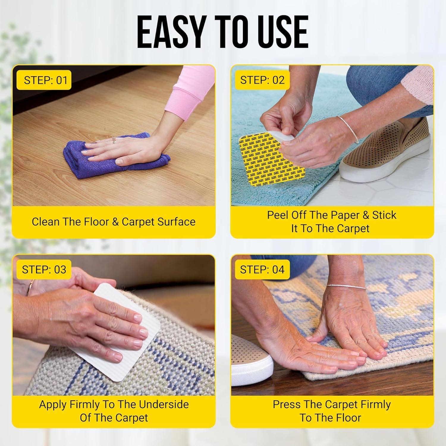 Alien Grip sous un tapis sur parquet, maintien sans colle et protection du bois