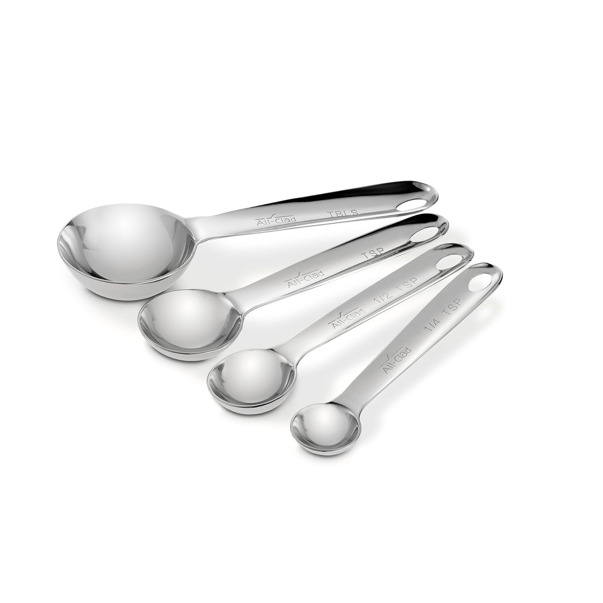 All‑Clad cuillères doseuses face avant montrant finition inox durable