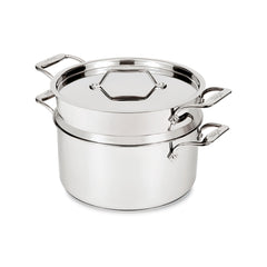 All‑Clad multipot face avant montrant finition acier et couvercle pratique