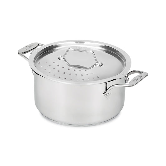 All‑Clad multipot vue face montrant le couvercle verrouillable et la silhouette durable