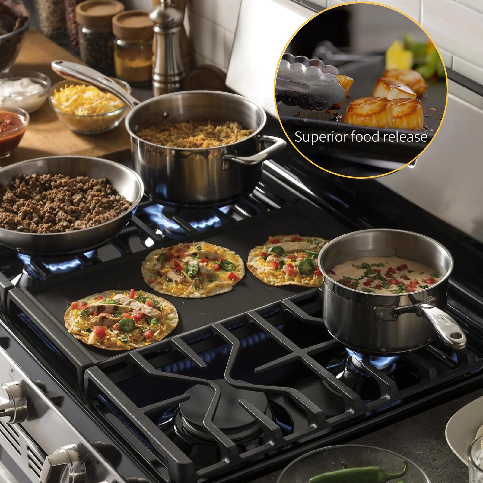 Allstare gros plan sur surface émaillée lisse pour cuisson antiadhésive