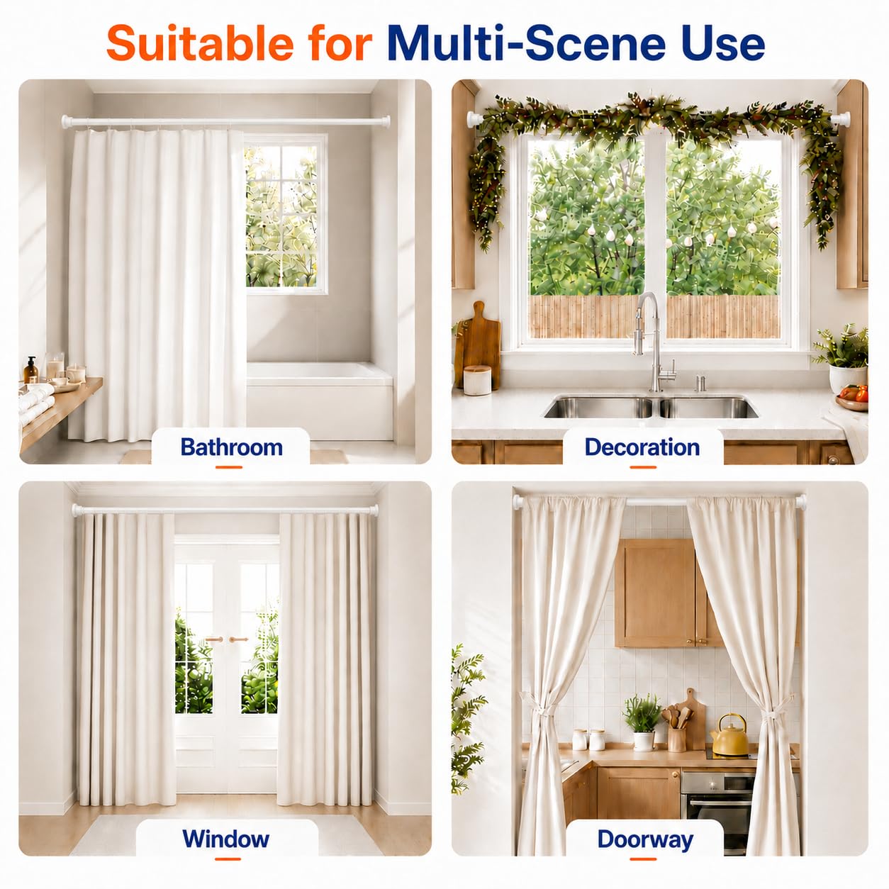 ALLZONE tringle supportant une guirlande pour décoration facile et sûre