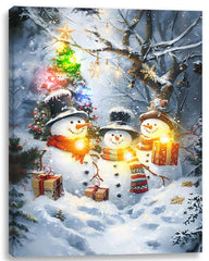 alottagifts toile 16x12 face avant montrant bonhomme de neige lumineux accueillant