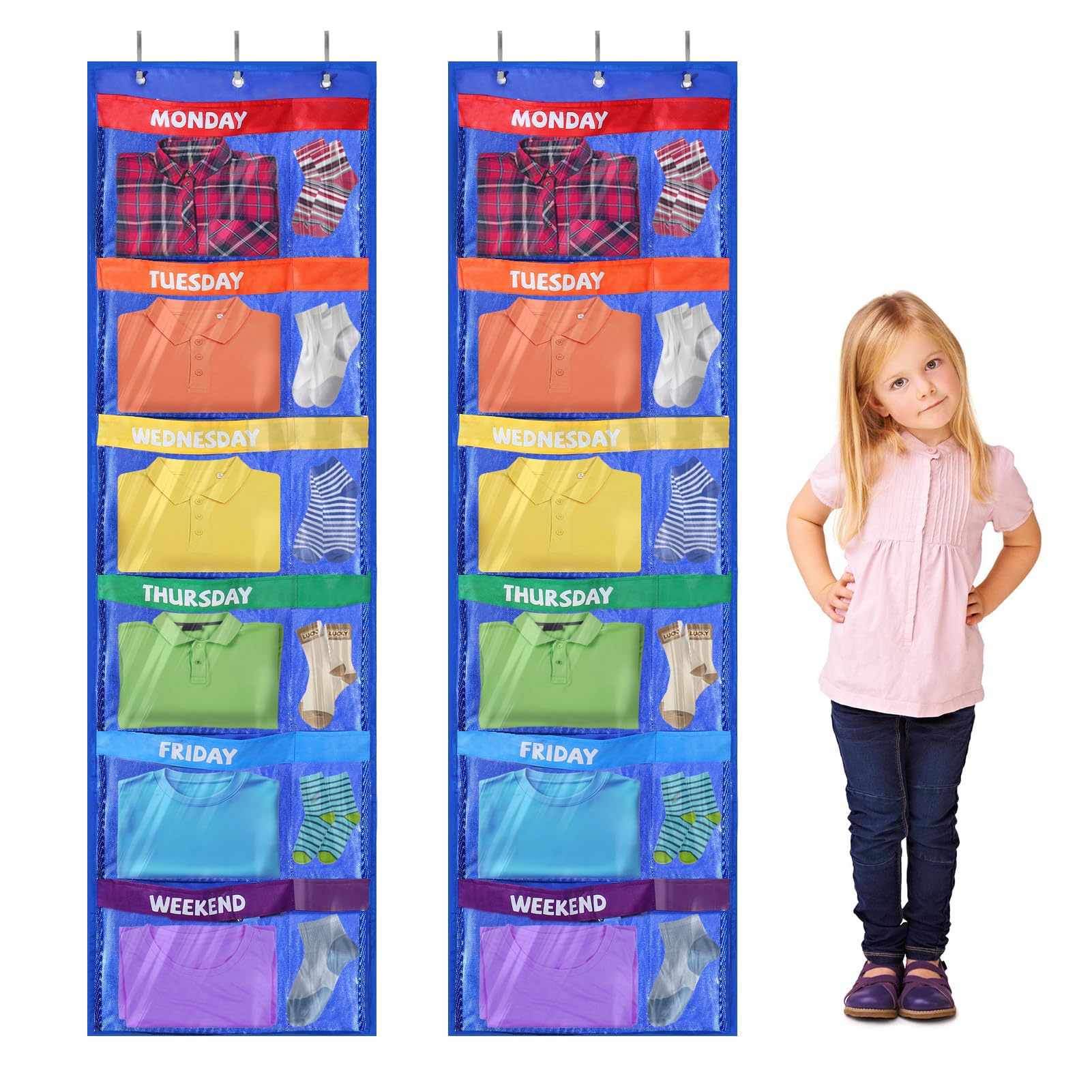 Alphatool panneau complet bleu montrant 12 poches pour organiser une semaine