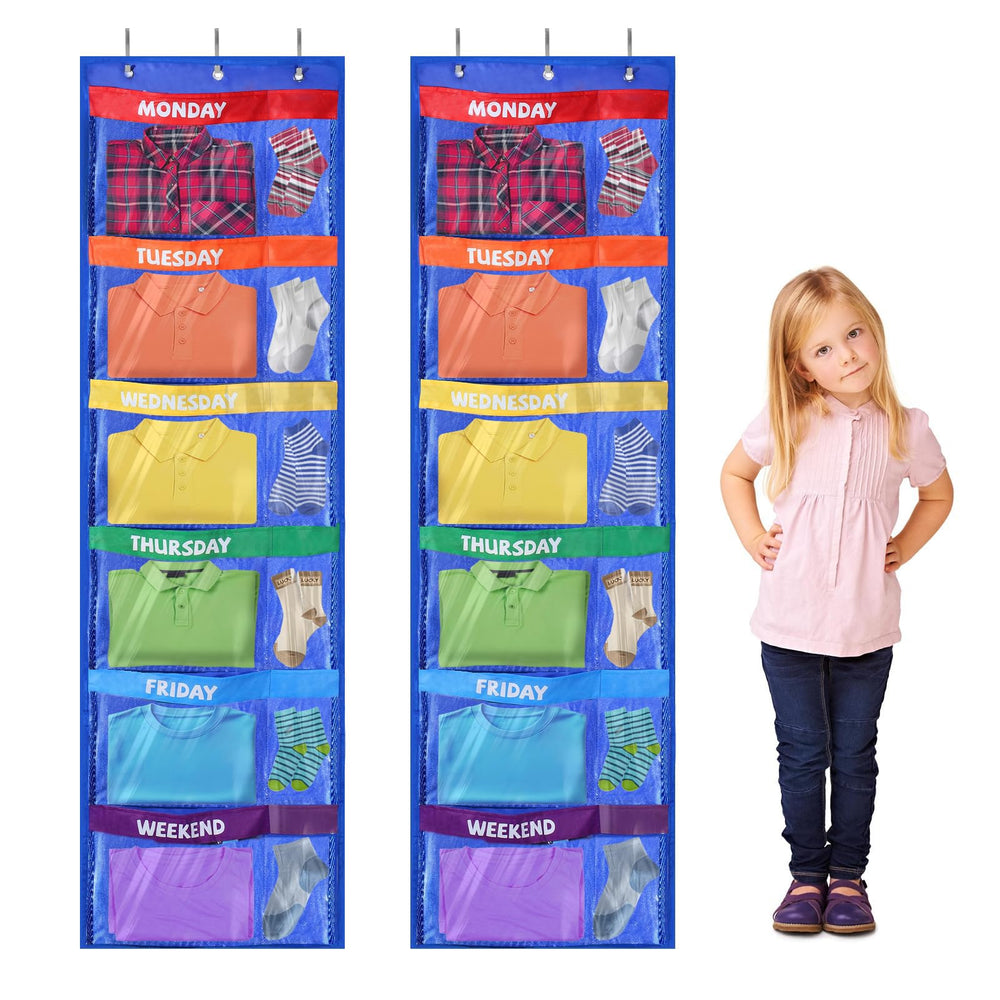 Alphatool panneau complet bleu montrant 12 poches pour organiser une semaine