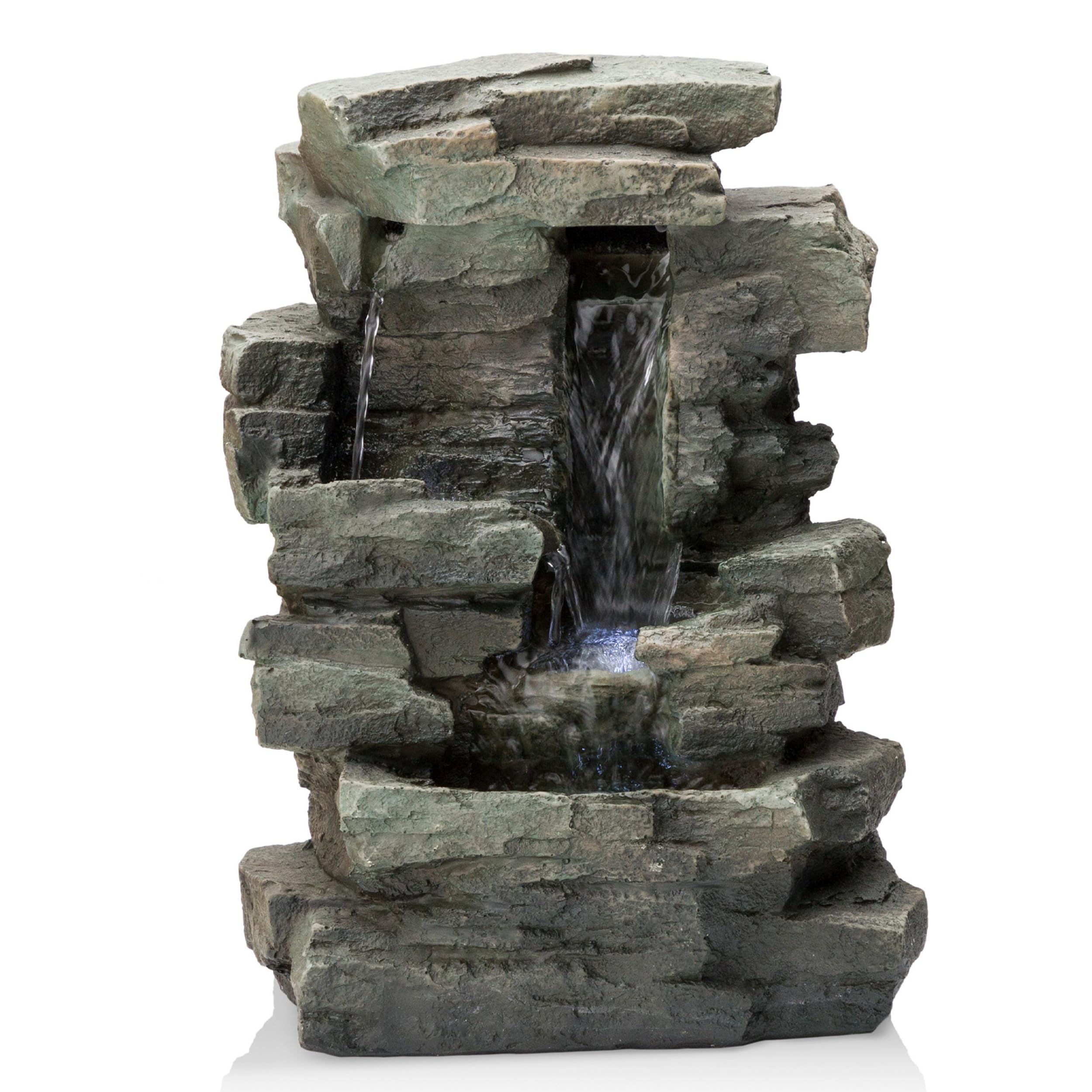 Alpine Corporation fontaine posée en salon et crée atmosphère chaleureuse