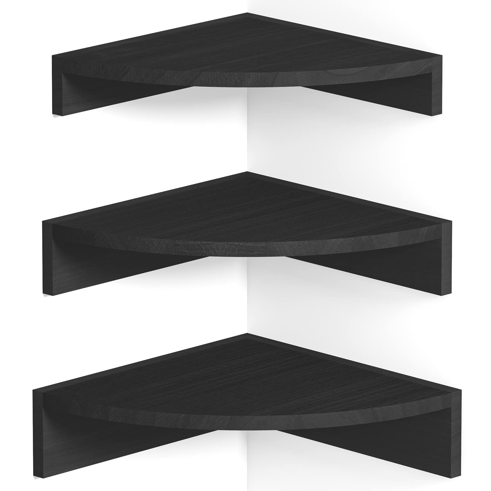 Alsonerbay étagère d'angle face noire montrant design et rangement