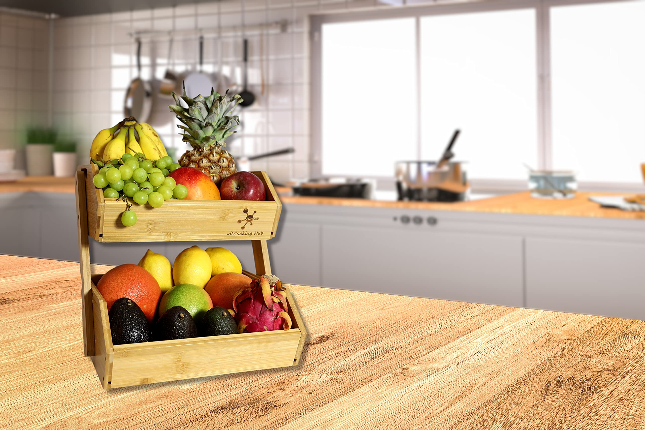 altCooking Hub bac rempli sur plan de travail démontrant gain de place et praticité