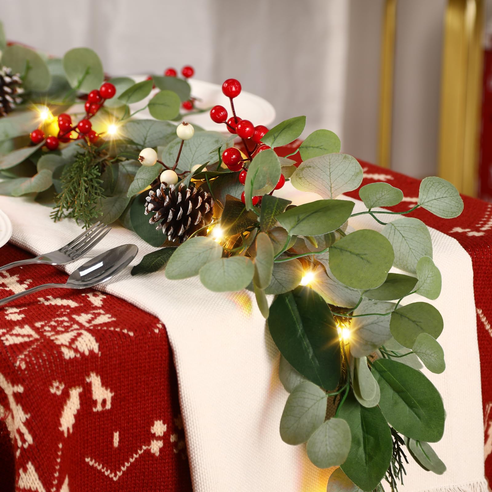 Alupssuc guirlande sur manteau de cheminée ajoutant charme festif