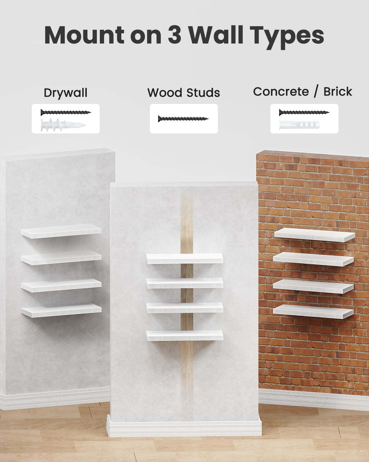 AMADA ensemble de quatre étagères blanches pour composition murale modulable