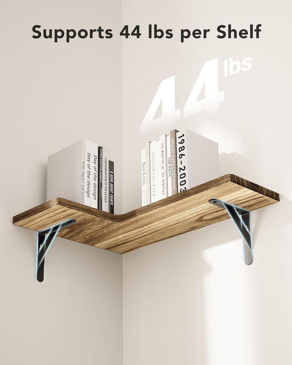 AMADA HOMEFURNISHING étagères d'angle à côté d'un livre pour comparaison d'échelle