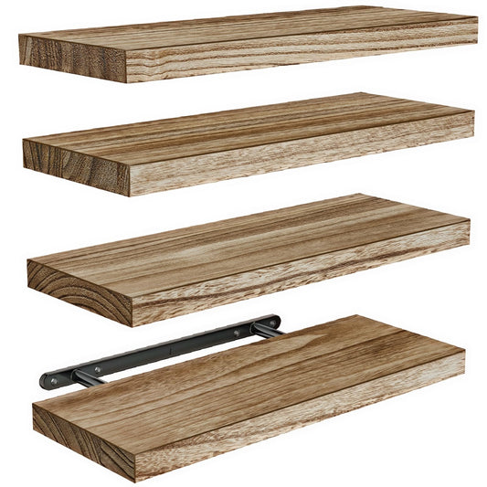 AMADA HOMEFURNISHING étagère face montrant finition marron clair et design flottant
