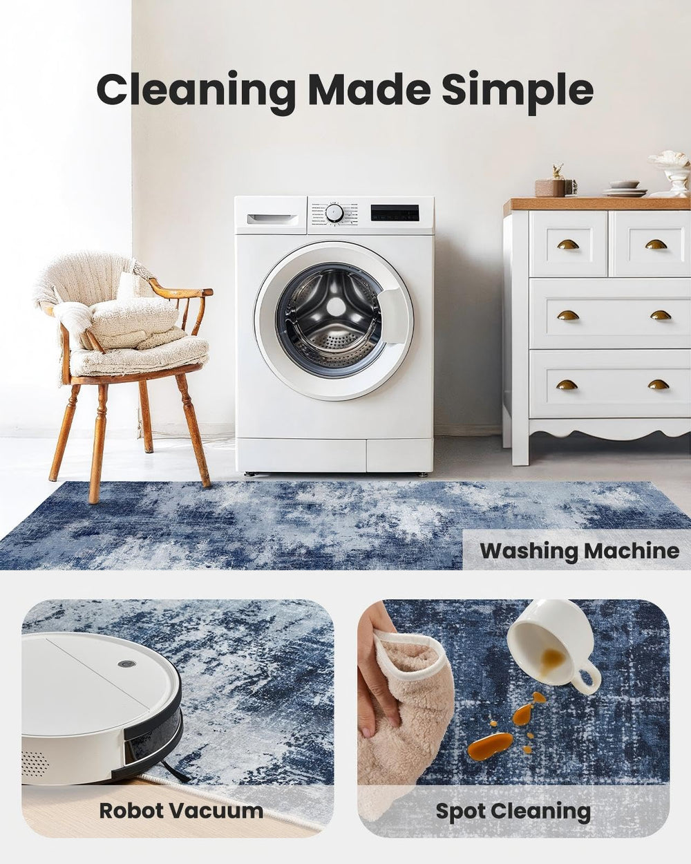 AMADA HOMEFURNISHING tapis en situation dans un salon moderne créant ambiance