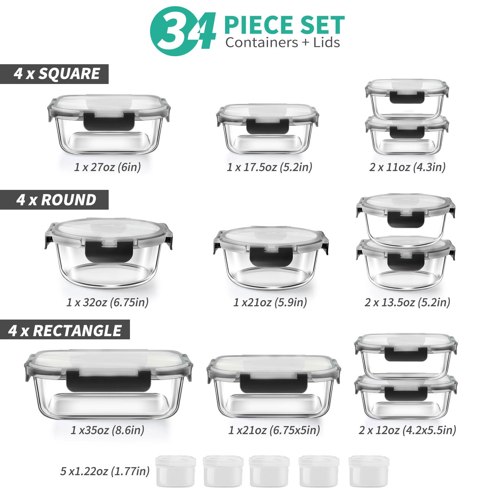 AMALEKO assortiment de tailles différentes pour stocker tous types d'aliments