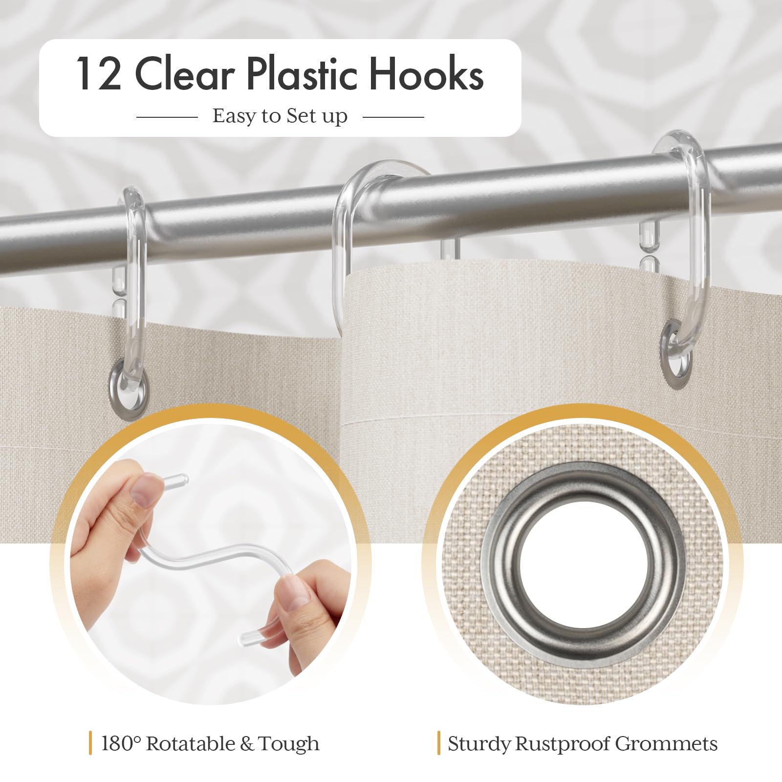 AmazerBath œillets métalliques et crochets inclus pour installation rapide