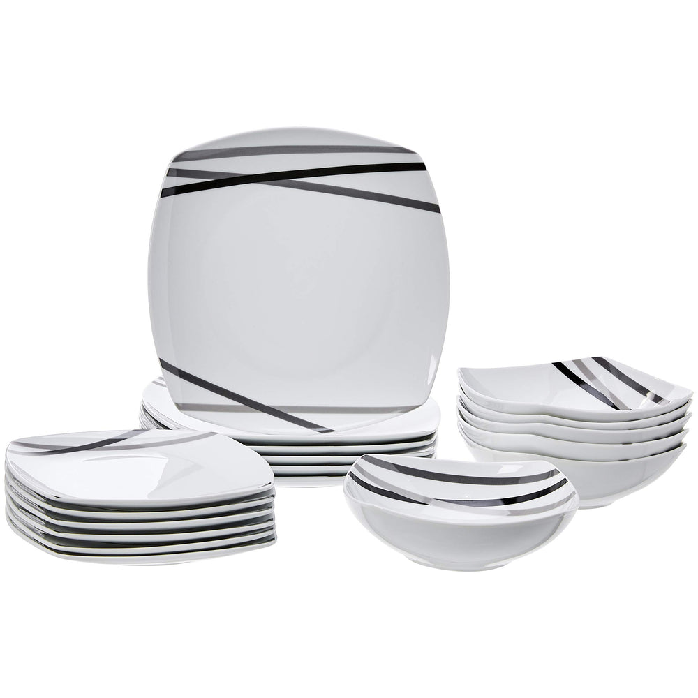 Amazon Basics assiette de dîner montrant design carré et présentation élégante