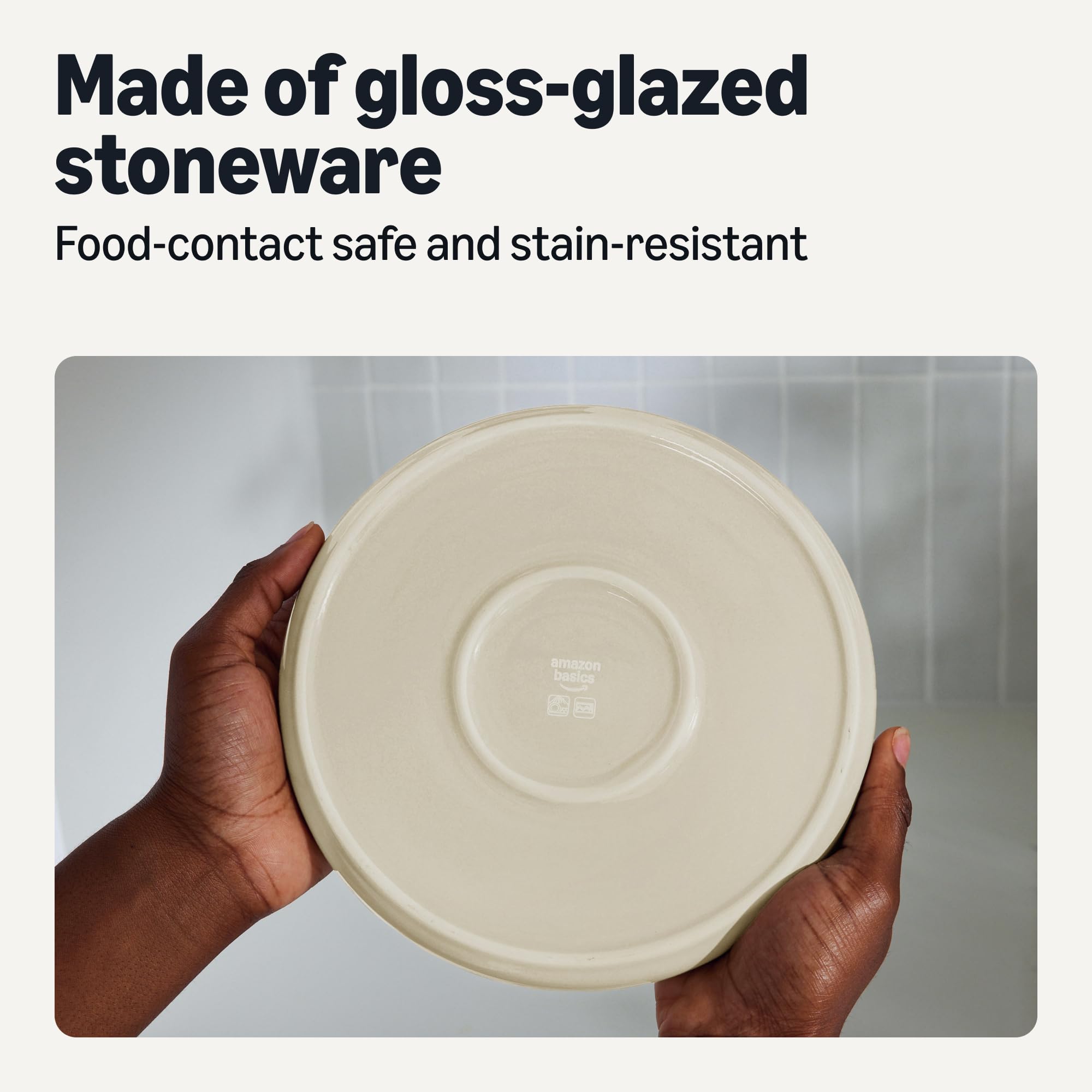 Amazon Basics profil assiette à salade illustrant l'empilabilité pratique
