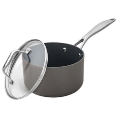 Amazon Basics casserole mini face avant montrant finition grise et ergonomie pratique
