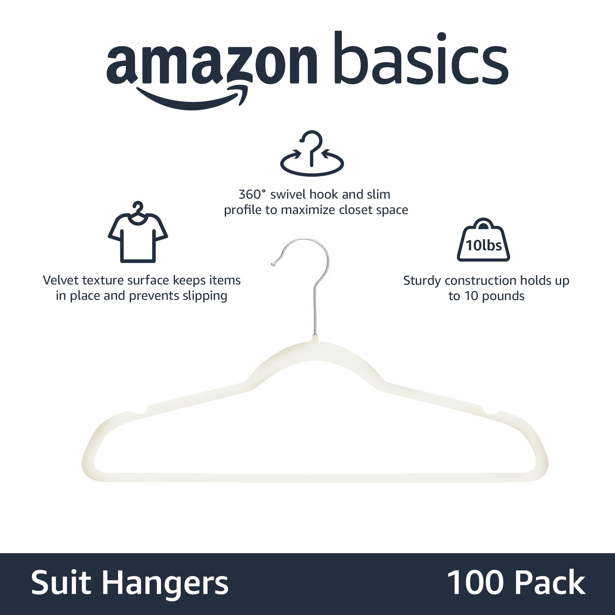 Amazon Basics gros plan sur la texture velours qui empêche les vêtements de glisser