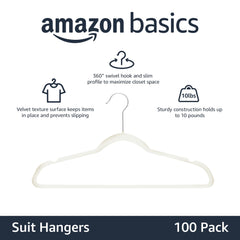 Amazon Basics gros plan sur la texture velours qui empêche les vêtements de glisser