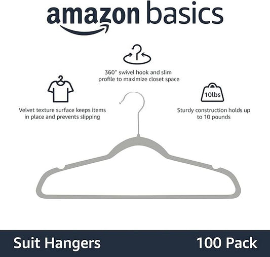 Amazon Basics profil fin des cintres montrant gain de place efficace