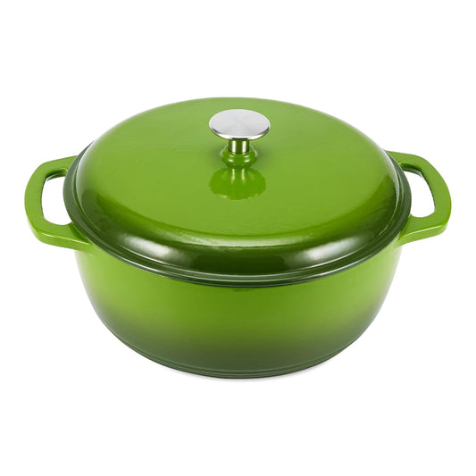 Amazon Basics cocotte face avant verte montrant design robuste et poignée pratique