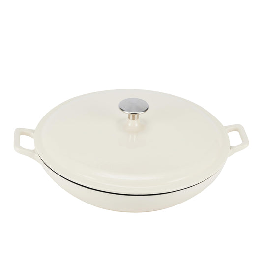 Amazon Basics cocotte face avant montrant forme ronde et couleur blanche bénéfice esthétique