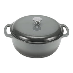 Amazon Basics cocotte face avant gris montrant poignées robustes et design pratique