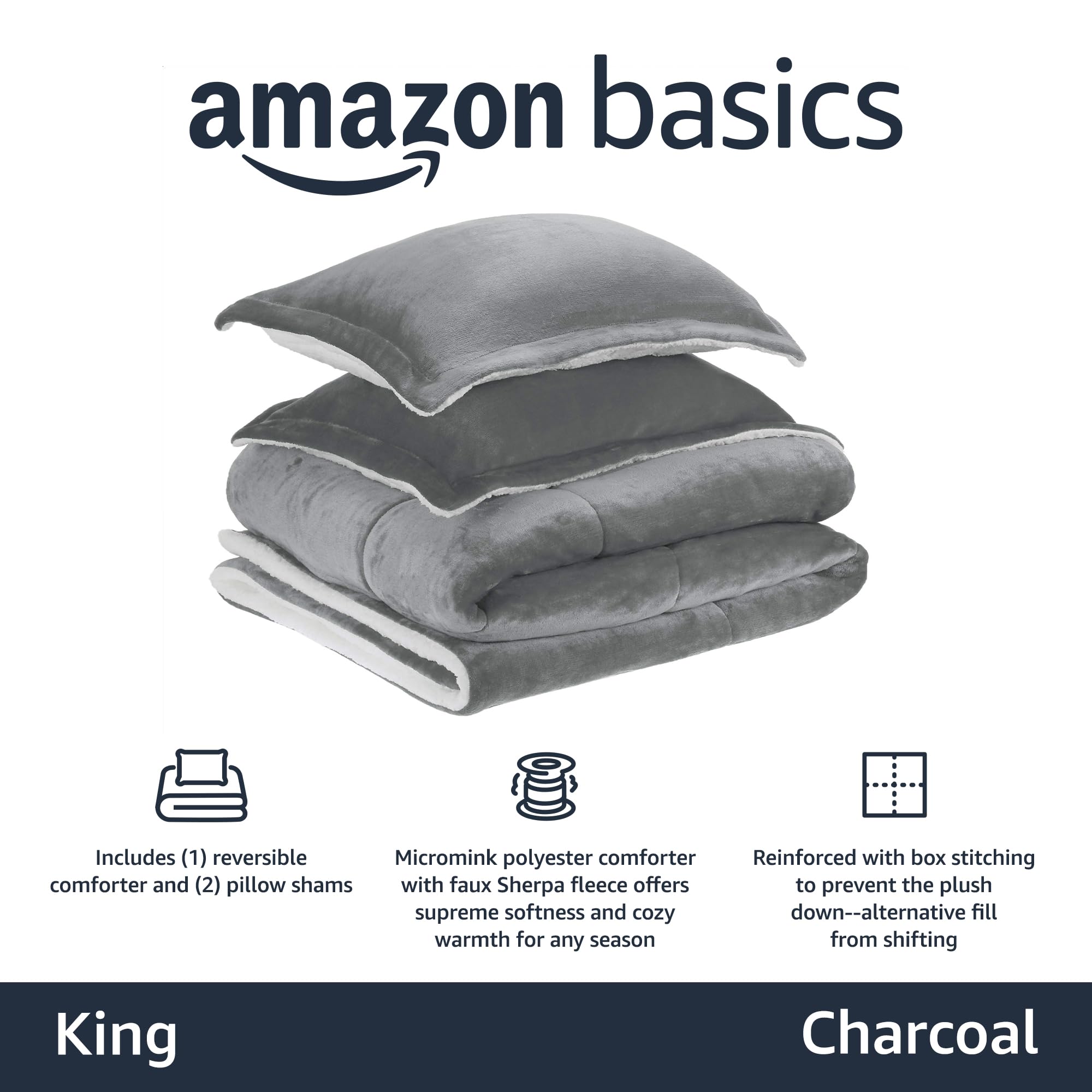 Amazon Basics revers Sherpa pelucheux qui retient la chaleur