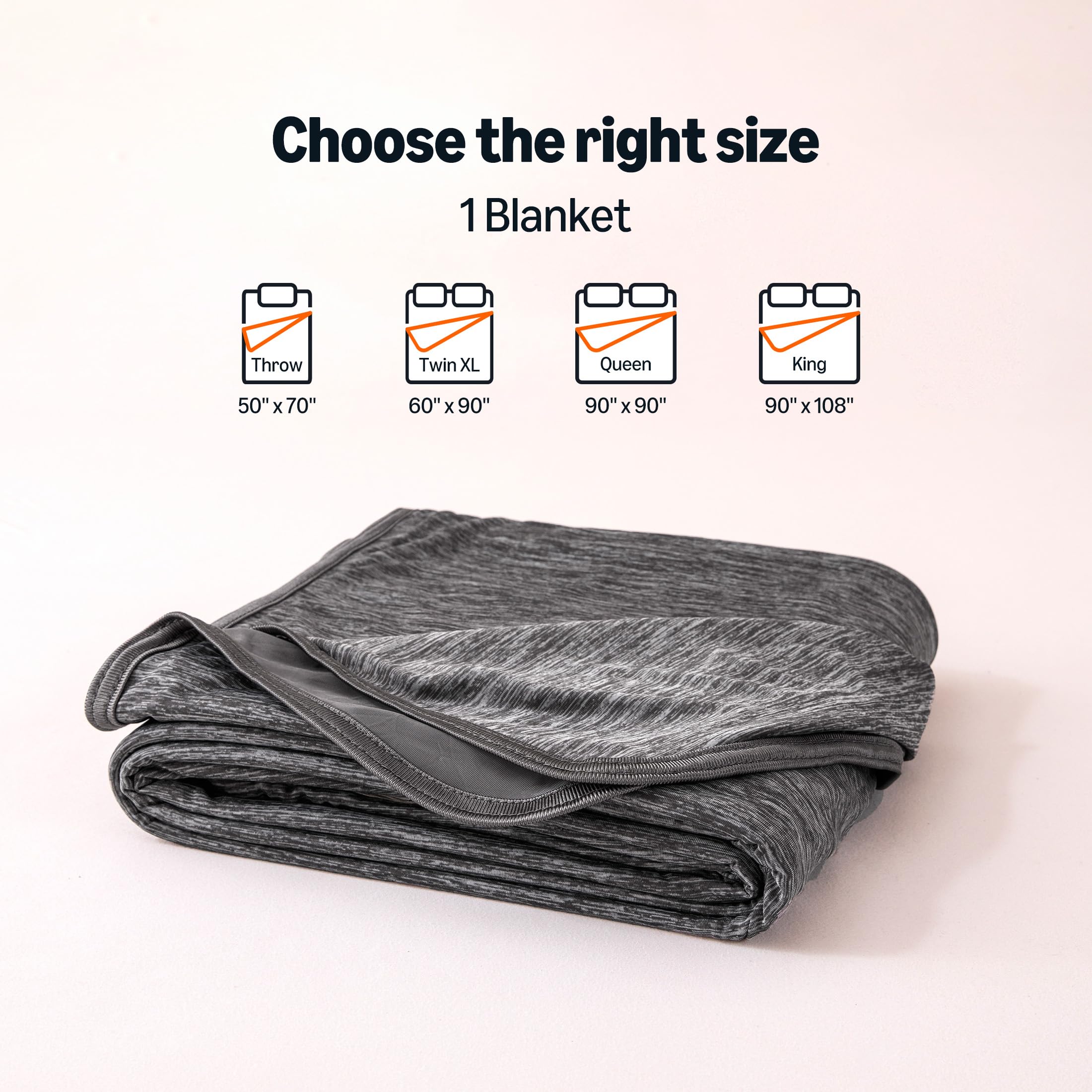 Comparaison d'échelle Amazon Basics montrant couverture pliée et dimensions 90" x 90", facile à ranger