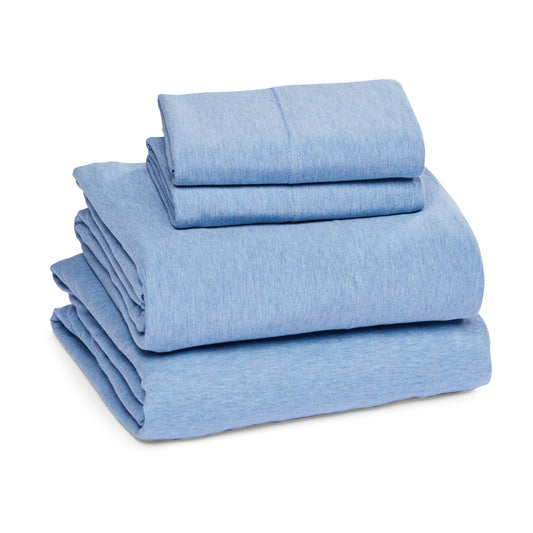 Amazon Basics gros plan texture jersey 100% coton, douceur et élasticité visibles