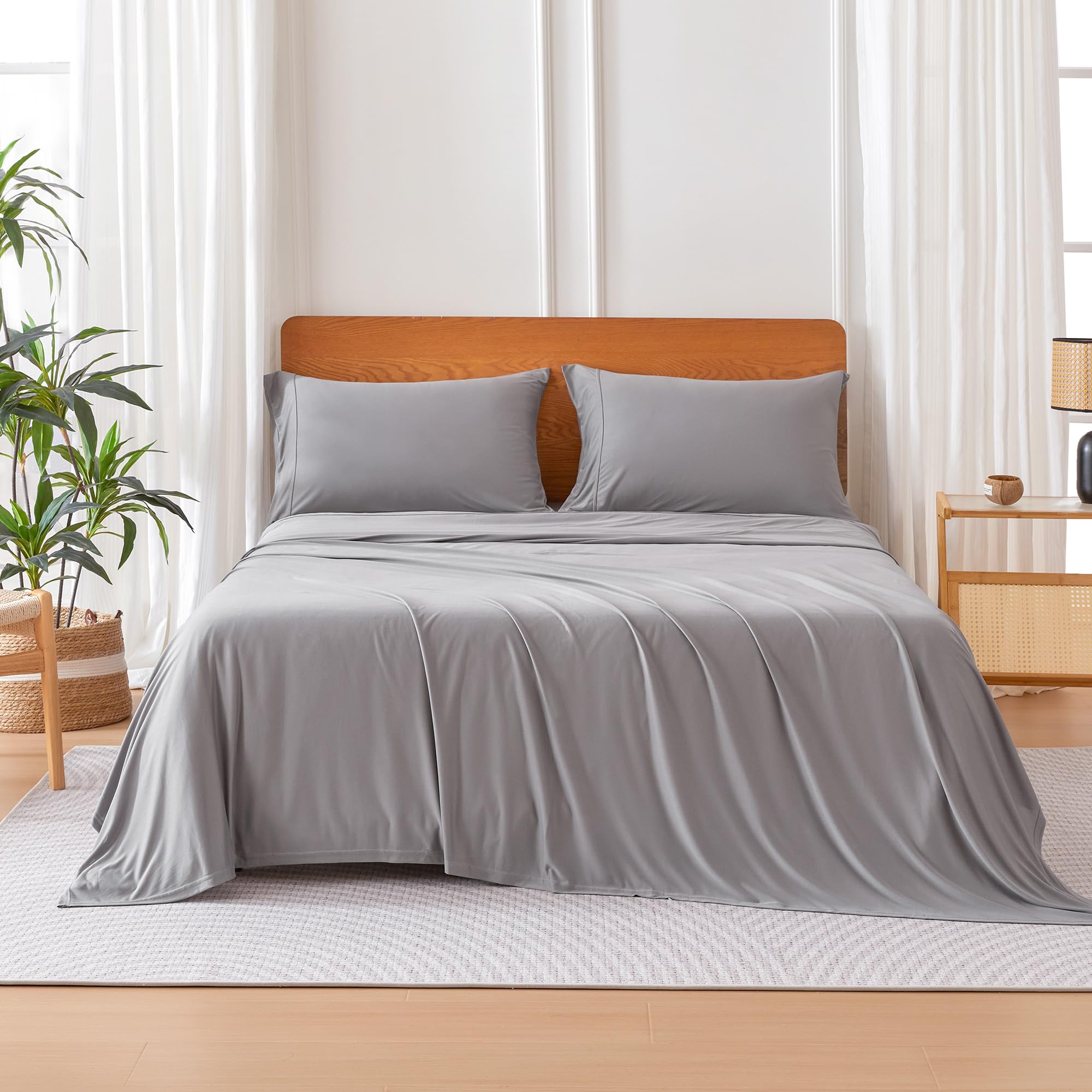 Amazon Basics gros plan tissu jersey montrant texture douce et extensibilité