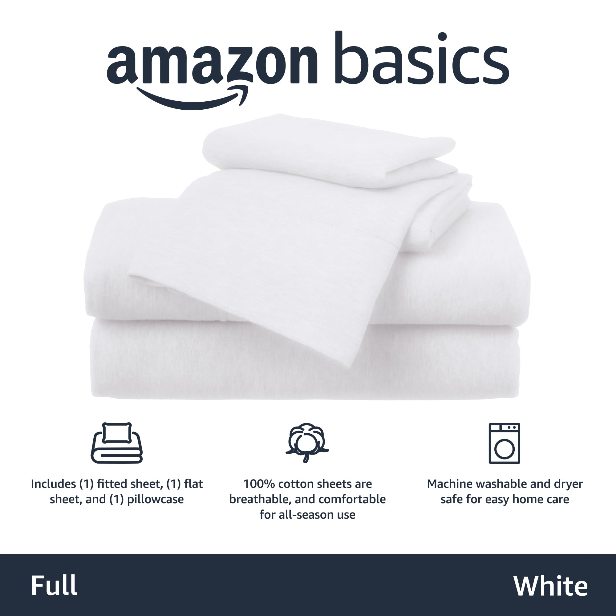 Amazon Basics draps installés sur un lit Full illustrant maintien extensible