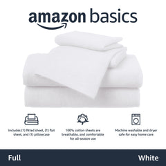 Amazon Basics draps installés sur un lit Full illustrant maintien extensible