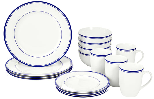 Amazon Basics vue d'ensemble du service 16 pièces pour table ordinaire