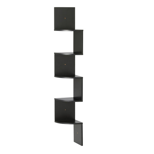 Amazon Basics étagère d'angle face noire montrant style moderne et gain d'espace
