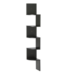 Amazon Basics étagère d'angle face noire montrant style moderne et gain d'espace