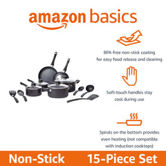 Amazon Basics gros plan du revêtement céramique antiadhésif montrant surface lisse pour cuisson sans accroche