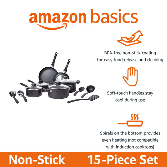 Amazon Basics gros plan du revêtement antiadhésif facilitant le nettoyage