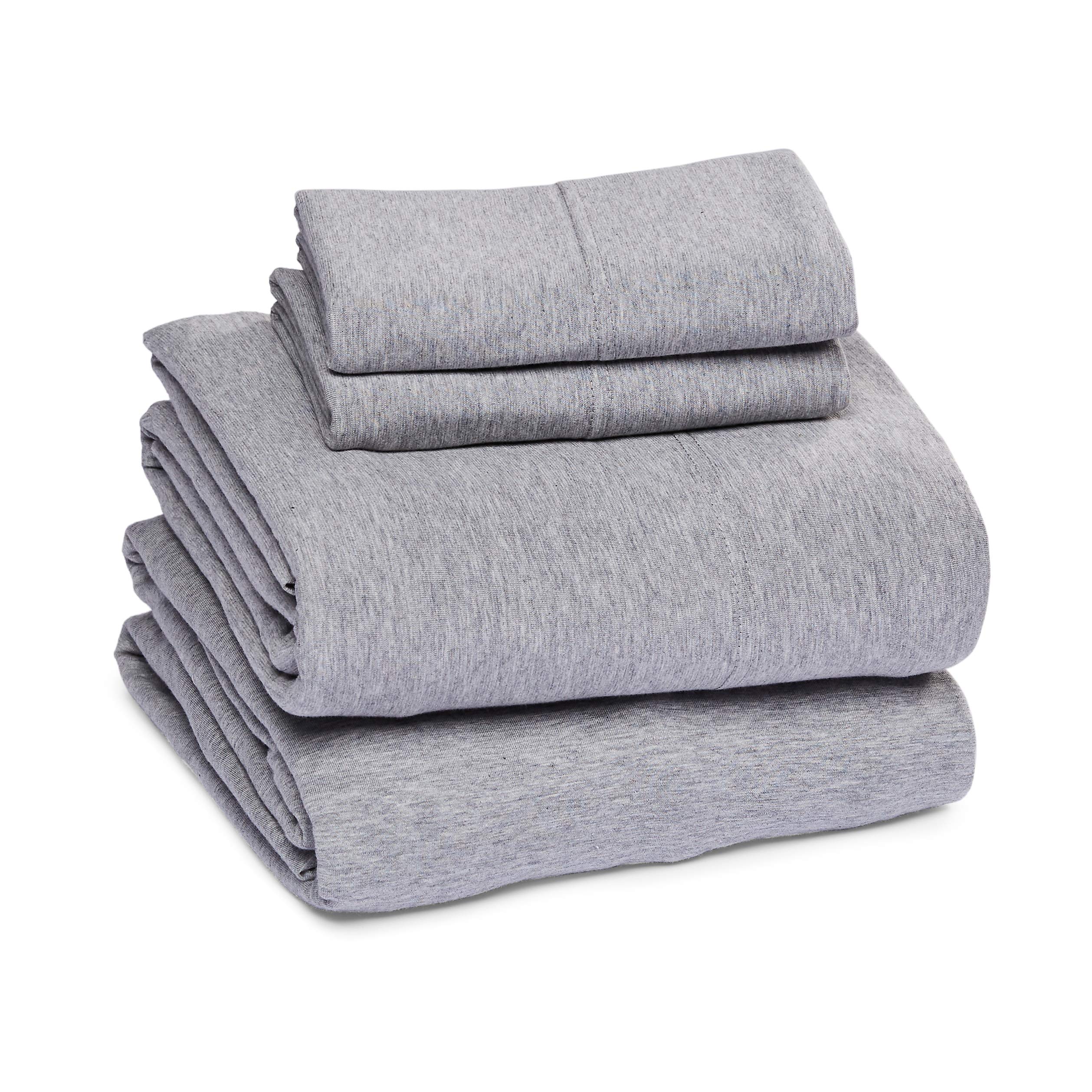 Amazon Basics gros plan texture jersey montrant douceur et extensibilité du coton
