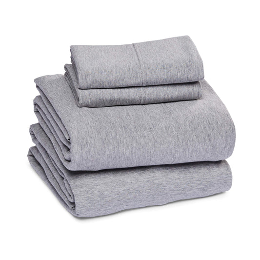 Amazon Basics gros plan texture jersey montrant douceur et extensibilité du coton