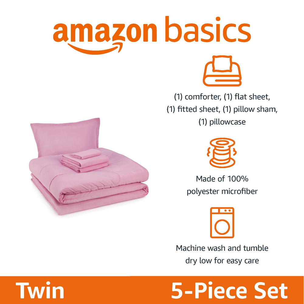 Amazon Basics couette rose gros plan sur rembourrage polyester confortable