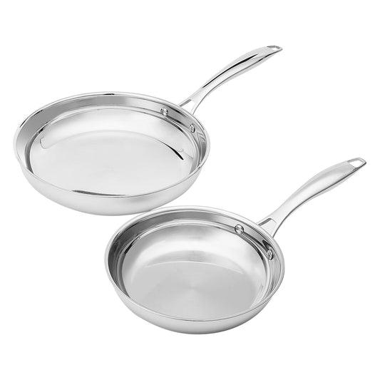 Amazon Basics poêle inox face avant montrant finition miroir et polyvalence