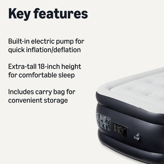 Amazon Basics détail pompe électrique montrant gonflage rapide pratique